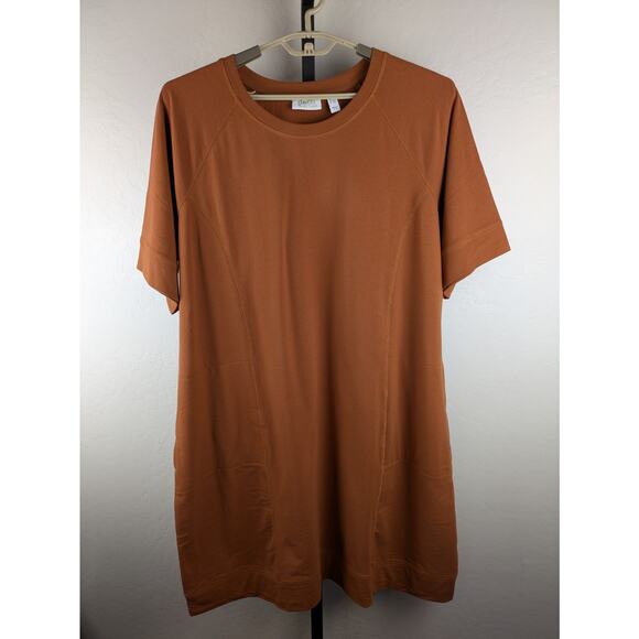 D & Co Active size 3X athleisure short sleeve knit dress rust orange - Picture 1 of 7